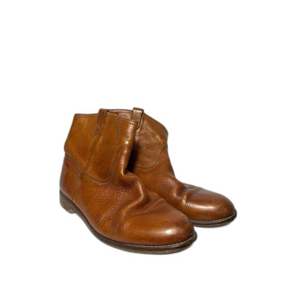 Madewell Boots Women's Size 8.5 Brown Cognac Otis Leather Pull On Western Bootie - Picture 1 of 8